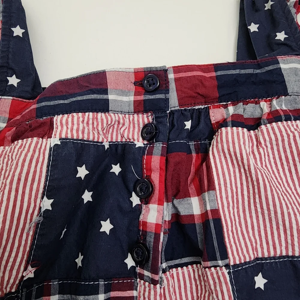 Girls Gymboree American Cutie Red White & Blue Madras Flutter Bow Dress Size 10